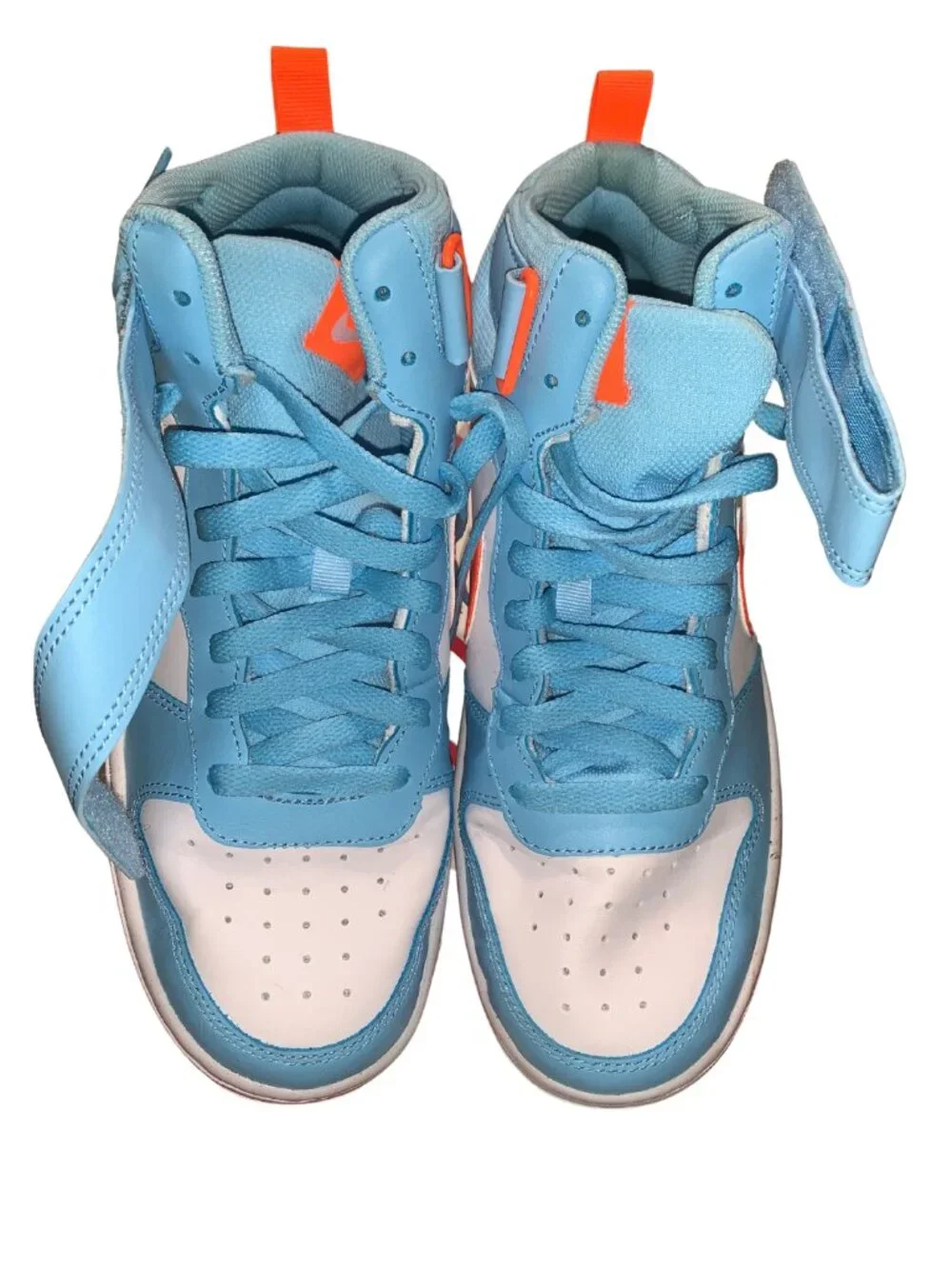 Nike Court Borough Mid 2 GS Blue Total Orange HF4791-4071  US 7Y - Pre-Loved